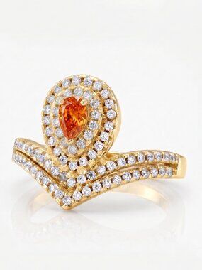 Fancy gold ring with Citrine Gemstone, 925 Sterling Silver finished in 10k gold